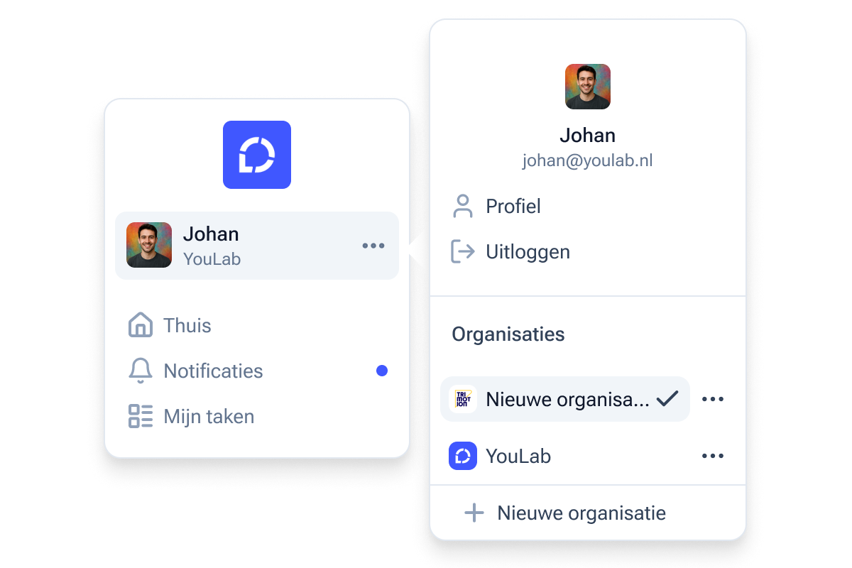 Laat zien hoe je orgazisatie wisselt